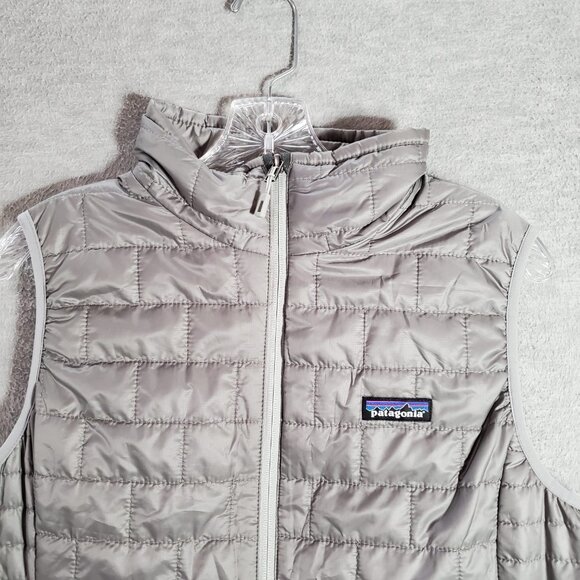Patagonia Women Nano‎ Puffer Vest Large Gray Google Logo Light Windproof NWT - Picture 11 of 11